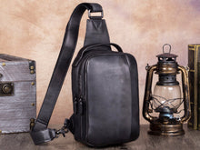 Load image into Gallery viewer, Vintage Leather Sling Bag Shoulder Crossbody Backpack

