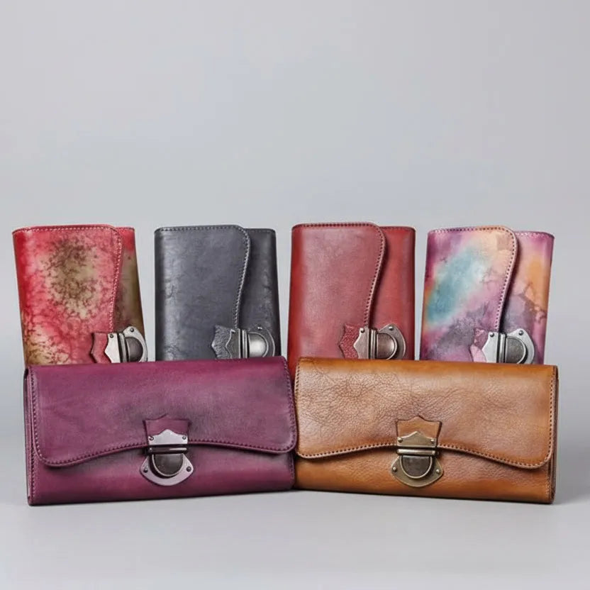 Personalized Trifold Leather Long Wallet Purse Clutch
