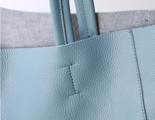 Load image into Gallery viewer, Sky Blue Leather Tote Bag Large Capacity Handbag
