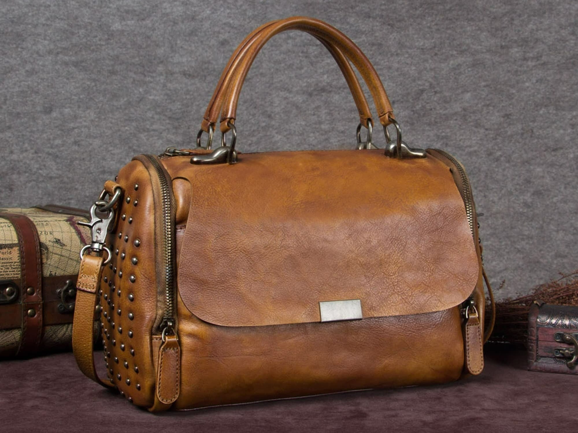 Women Leather Satchel Bag Vintage Handmade Shoulder Crossbody Handbag