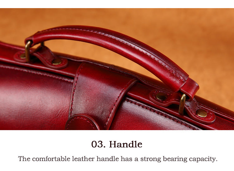 Retro Women Leather Doctor Bag Handbag