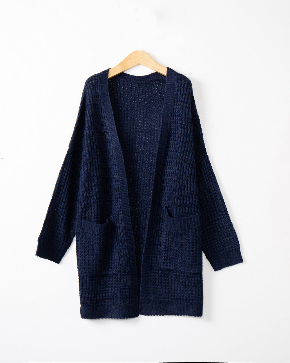 Casual Solid Pocket V Neck Top Sweater Cardigan