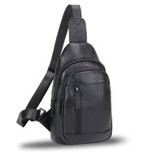 Load image into Gallery viewer, Coffee Zipper Leather Sling Bag Shoulder Crossbody Backpack
