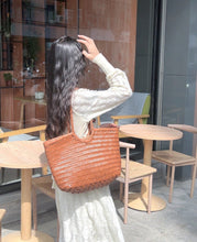 Load image into Gallery viewer, Handmade Woven Leather Basket Bag Handbag Tote Purse
