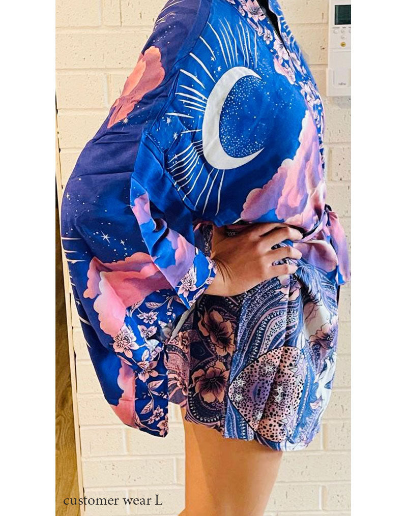 Boho Moon Light Kimono Robe Beach Cover up