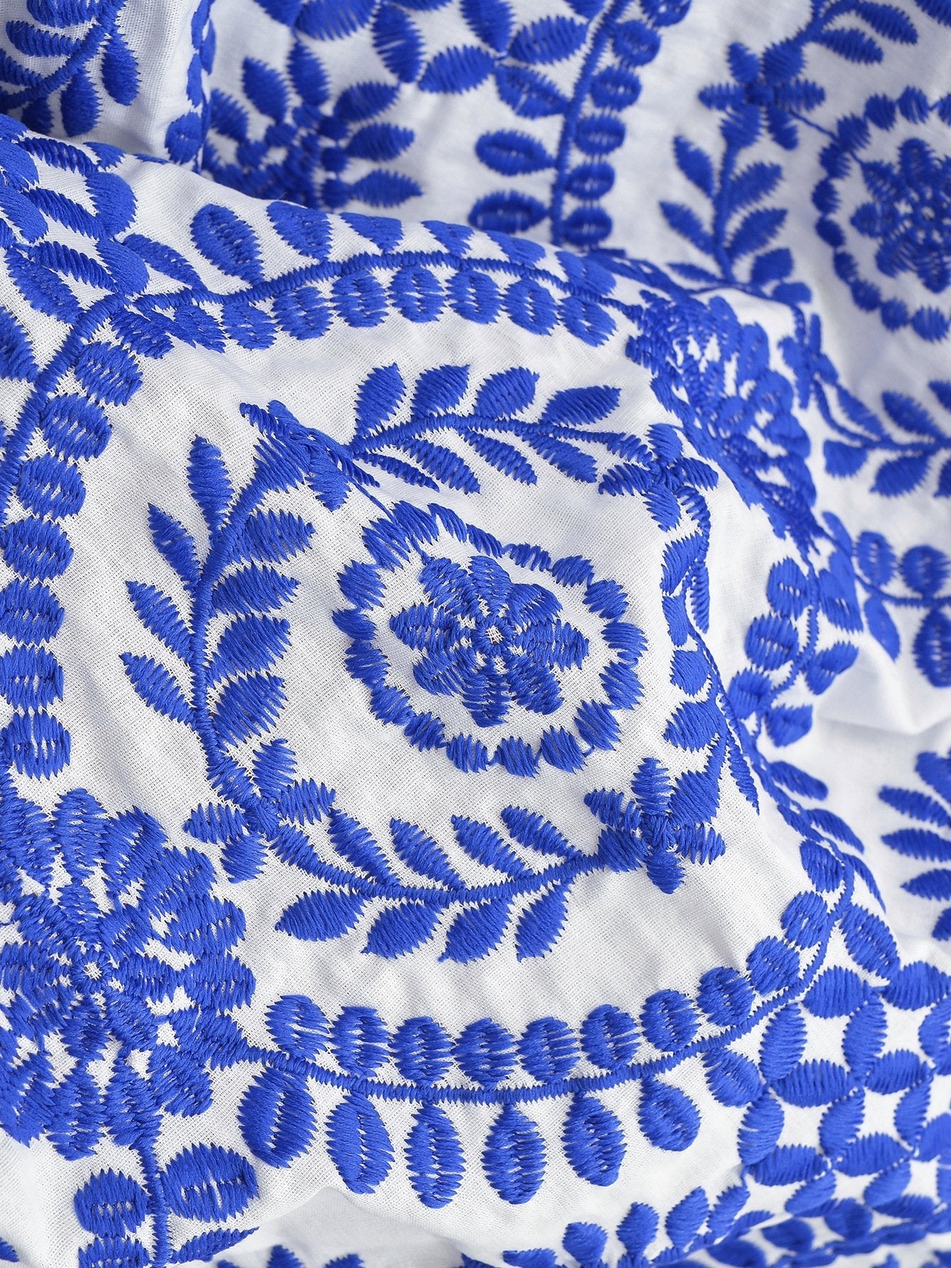 Long Sleeve Embroidered Hollow Out Mini Dress