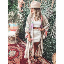 Load image into Gallery viewer, Boho Peacok Floral Print Kimono Robe Cover Up

