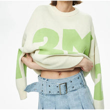 Load image into Gallery viewer, Print Knitted Pullover Long Sleeves Loose Sweater
