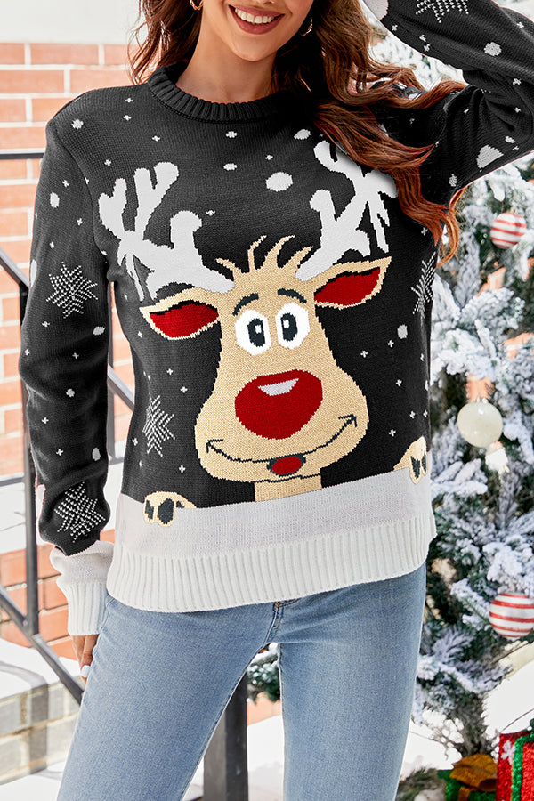 Cute Xmas Elk Graphic Christmas Sweater