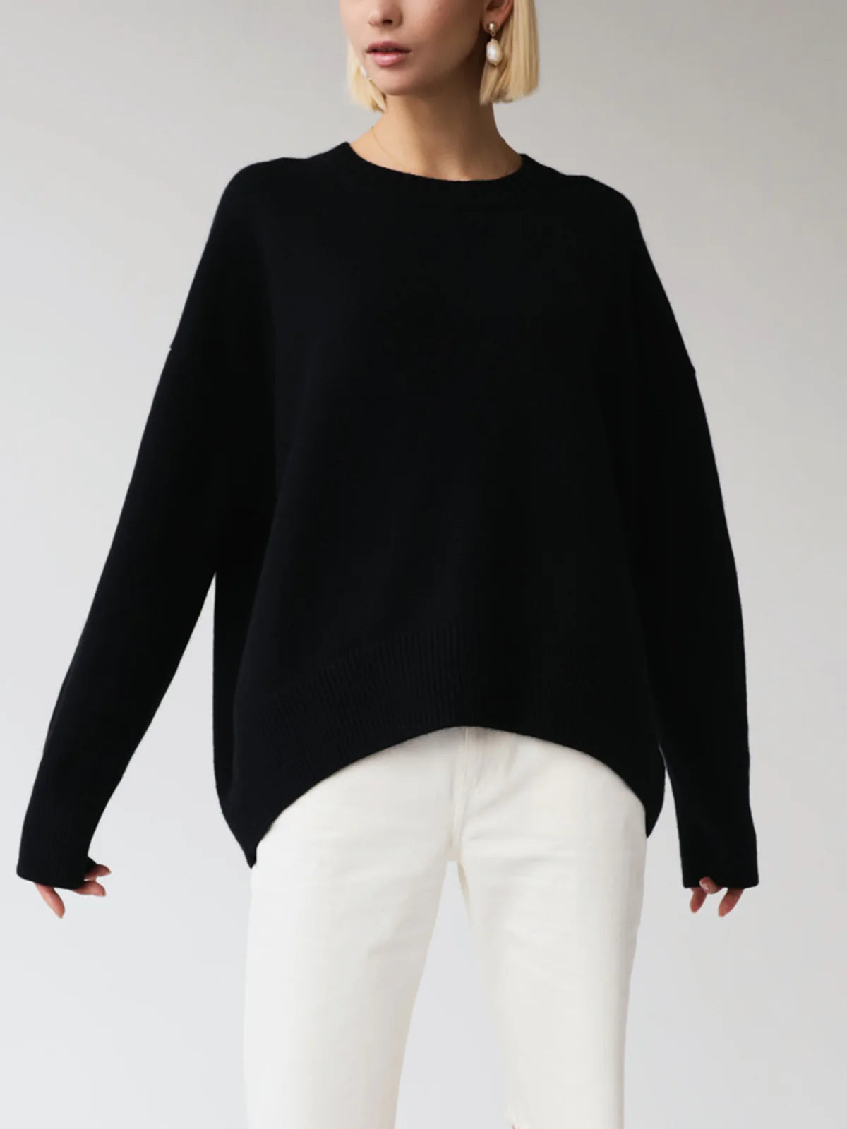 Crew Neck Ribbed Knit Oversized Pullover Sweater