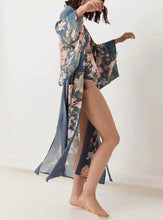 Load image into Gallery viewer, Boho Peacok Floral Print Kimono Robe Cover Up
