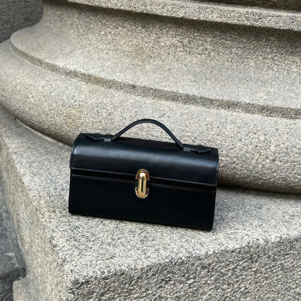 Elegant Luxury Leather Clutch Small Handbag Top leather Evening Handle Bag