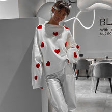 Load image into Gallery viewer, Cute Hearts Pullover Sweater Soft Cozy Loose Casual Warm Sweater
