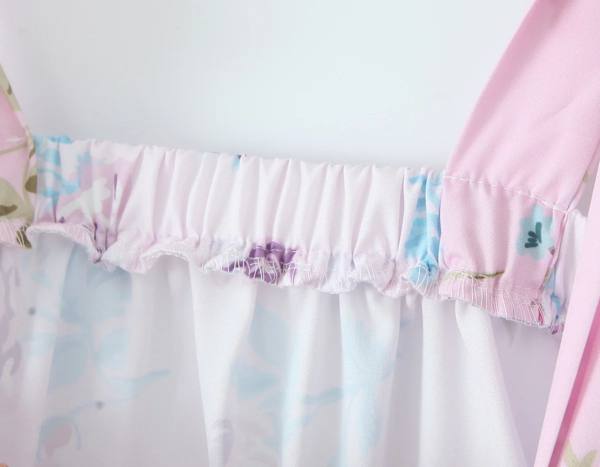 Colorblock Multi Floral Print Straps Mini Dress