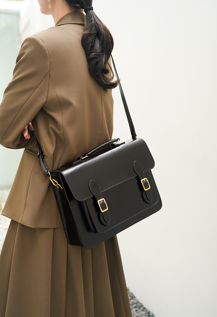 Black Classic Convertible Leather Backpack School Bag Satchel Briefcase Handbag