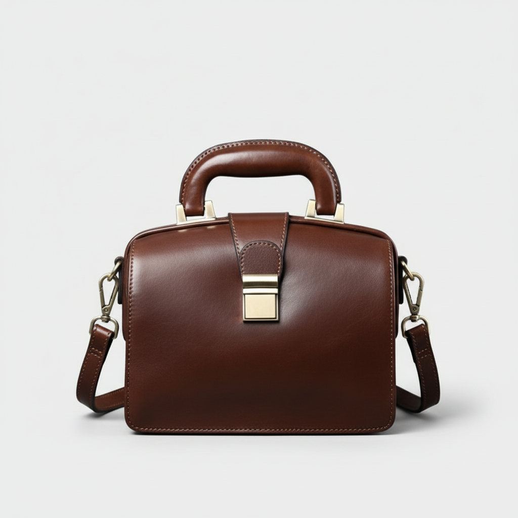 Small Leather Bag Doctor Bag Handbag Purse for Women