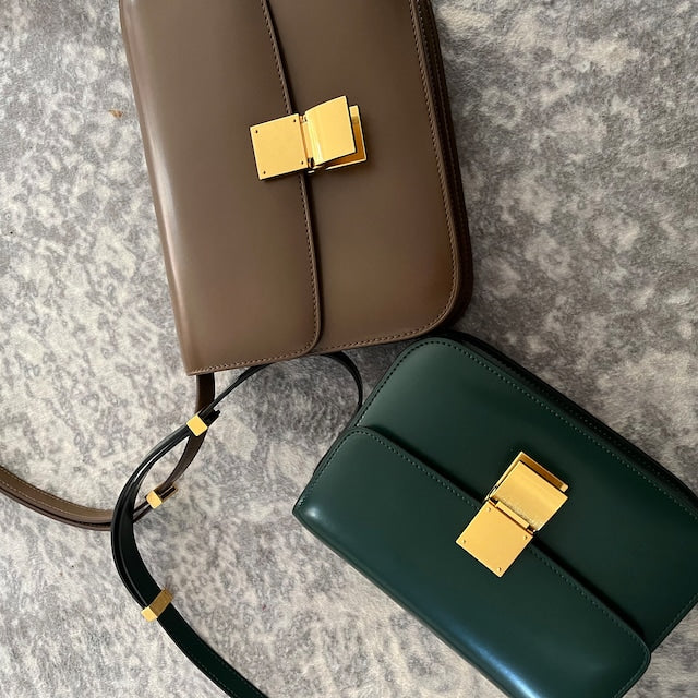 Genuine Leather Minimal Box Crossbody Bag Women Handbag