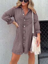 Load image into Gallery viewer, Button Down Long Sleeve Denim Mini dress
