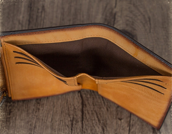 Leather Trifold Wallet with Coin Pocket and Card Holder for Women