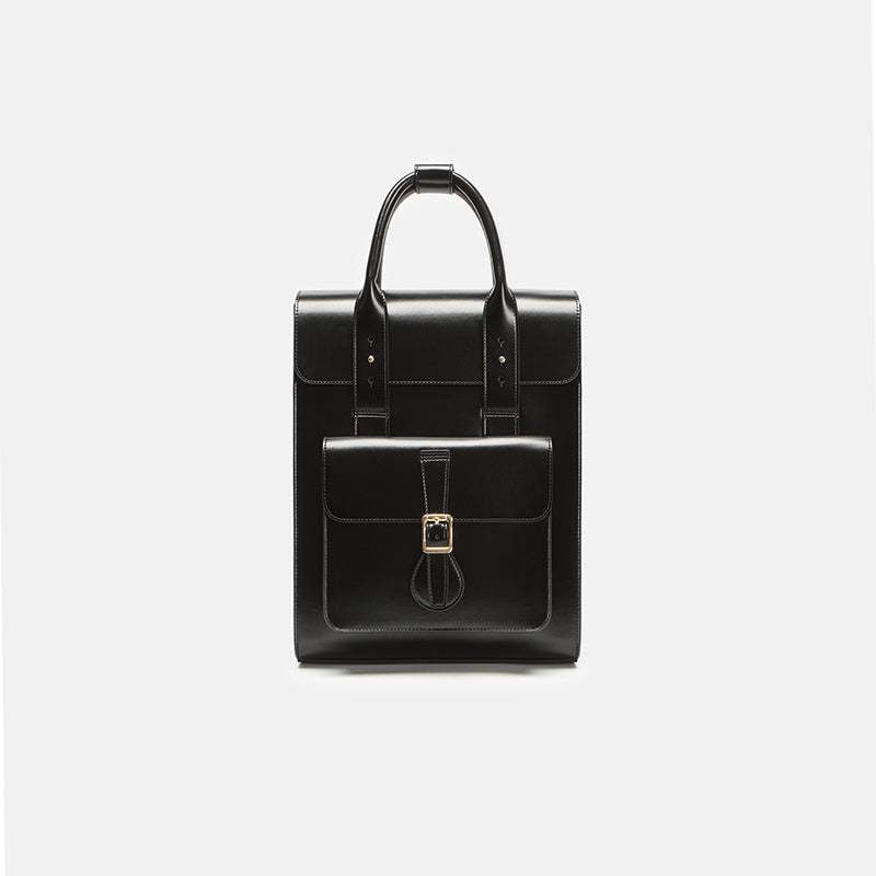 Black Large Laptop Briefcase Leather Backpack