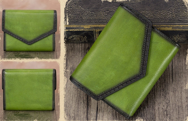 Leather Trifold Wallet with Coin Pocket and Card Holder for Women