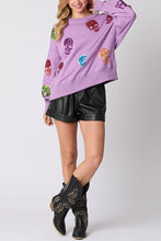 Load image into Gallery viewer, Halloween Skull Sequin Loose Casual Sweatshirt
