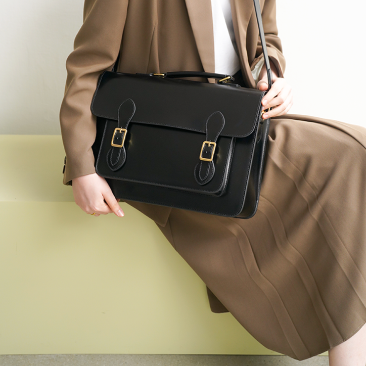 Black Classic Convertible Leather Backpack School Bag Satchel Briefcase Handbag