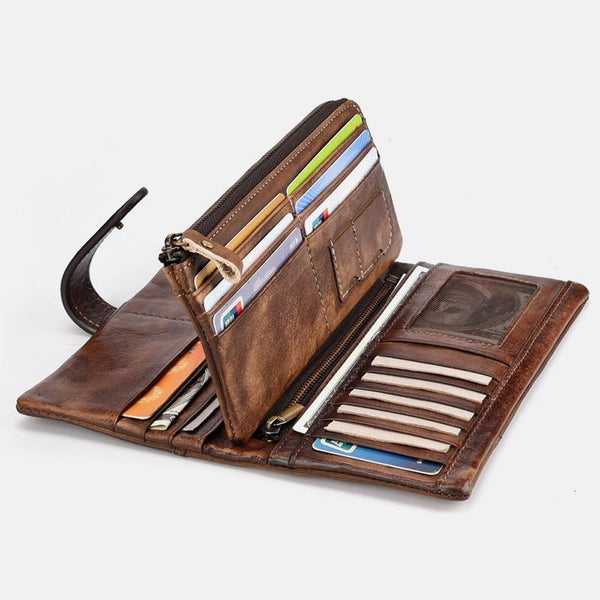 Full Grain Leather Wallet Distressed Trifold Purse Anniversary Gift  For Women