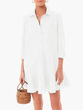Load image into Gallery viewer, Simple Collar Buttons Down Ruffled Mini Dress
