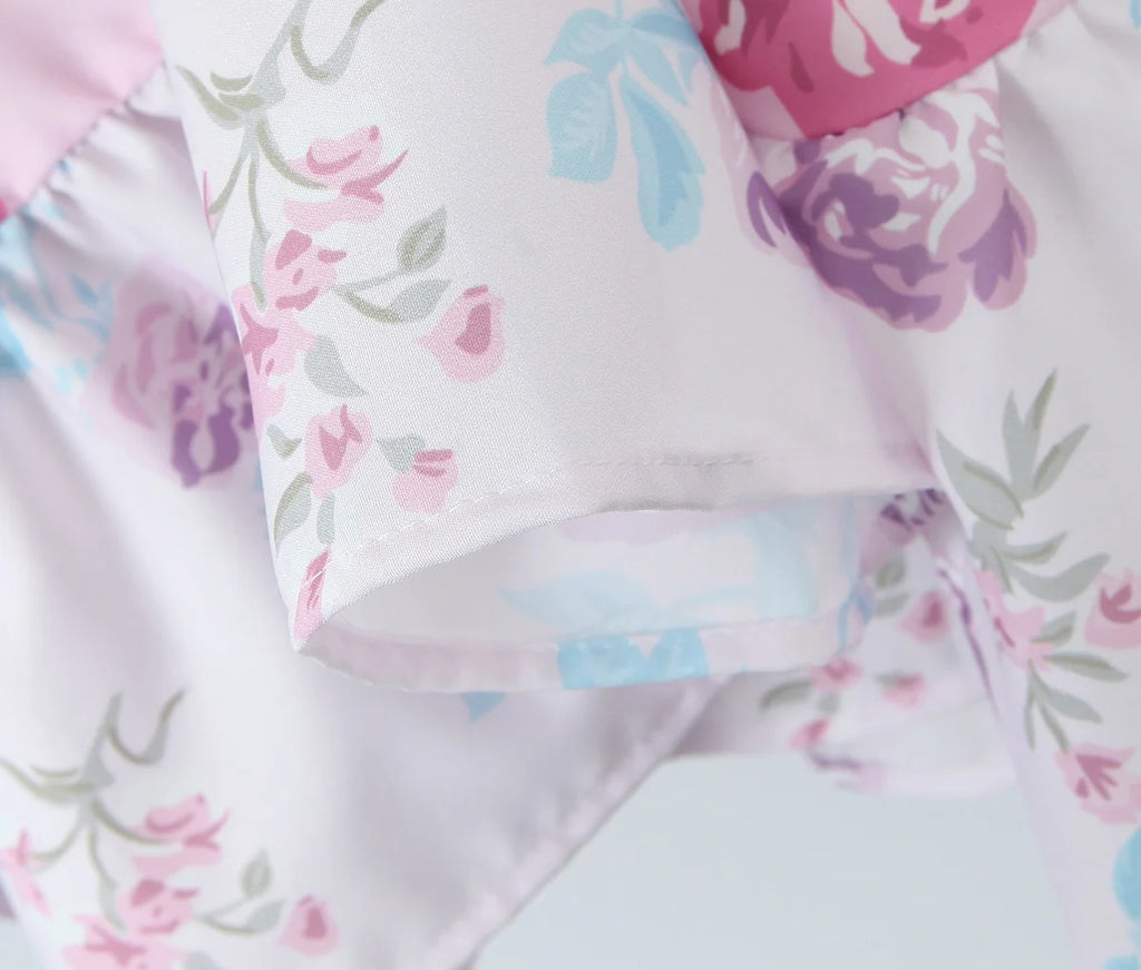 Colorblock Multi Floral Print Straps Mini Dress