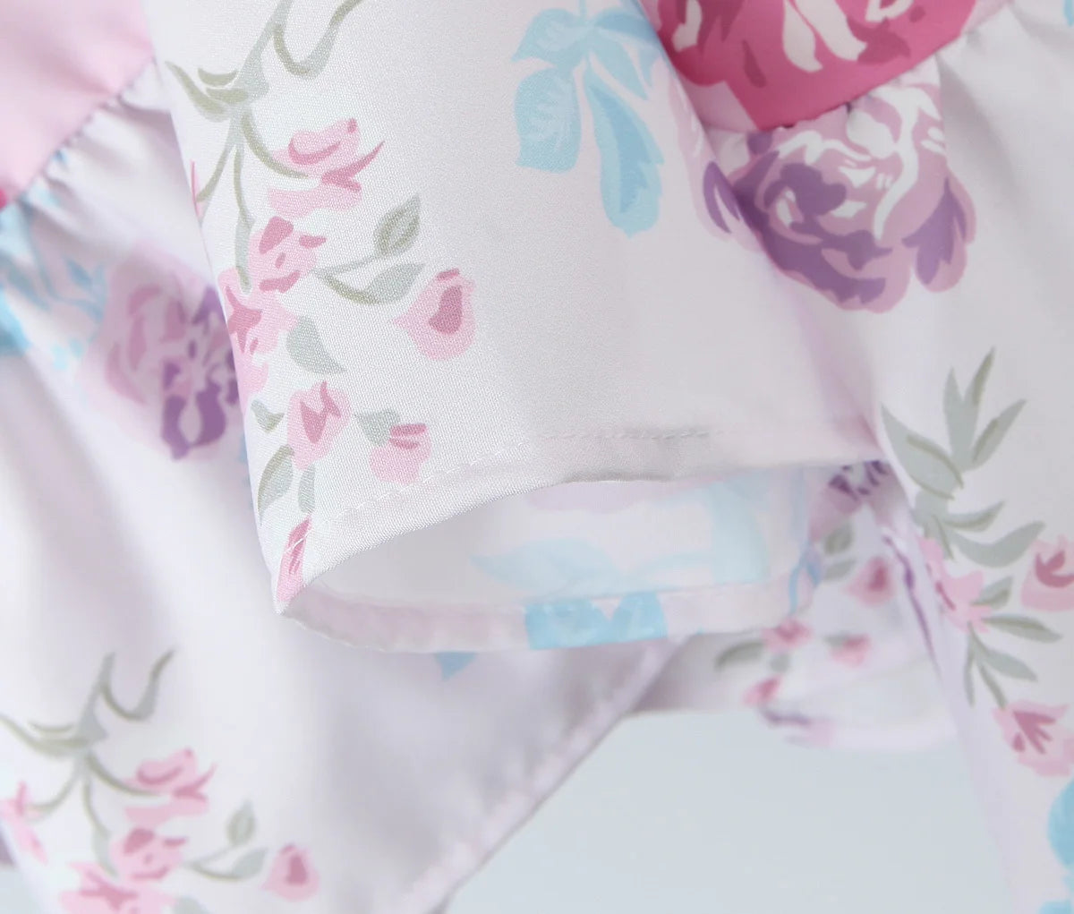 Colorblock Multi Floral Print Straps Mini Dress