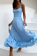 Load image into Gallery viewer, Straps  Sleeveless A-line Shirring Hem Party Midi Dress

