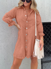Load image into Gallery viewer, Button Down Long Sleeve Denim Mini dress

