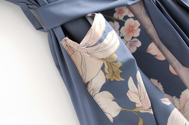 Boho Peacok Floral Print Kimono Robe Cover Up