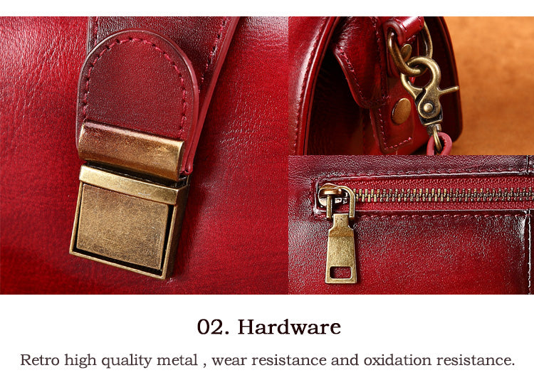 Retro Women Leather Doctor Bag Handbag