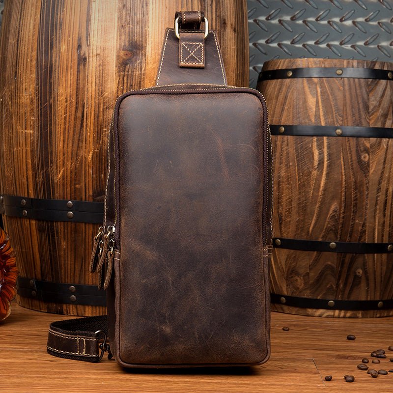 Large Leather Sling Bag for Men
