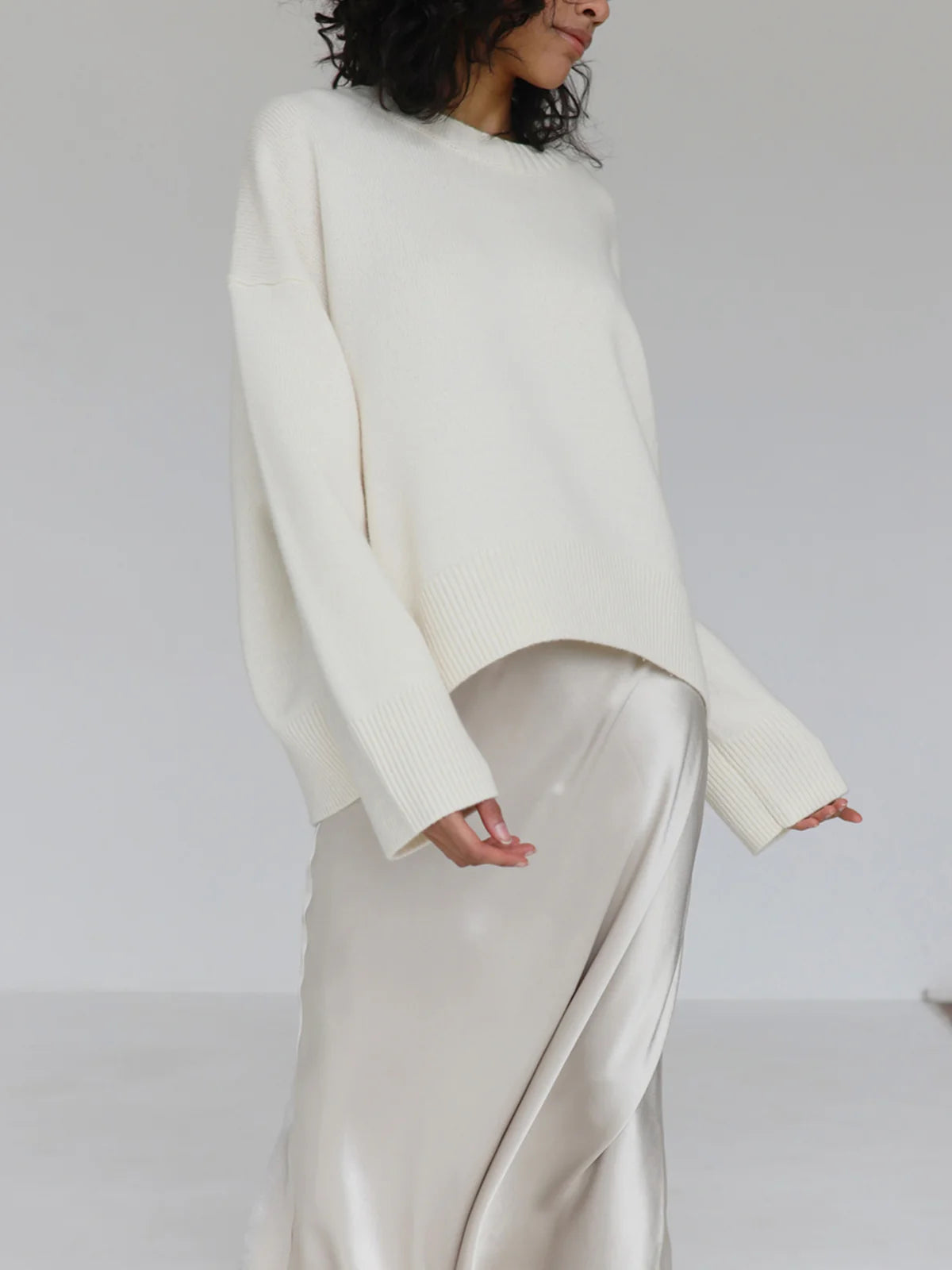 Crew Neck Ribbed Knit Oversized Pullover Sweater