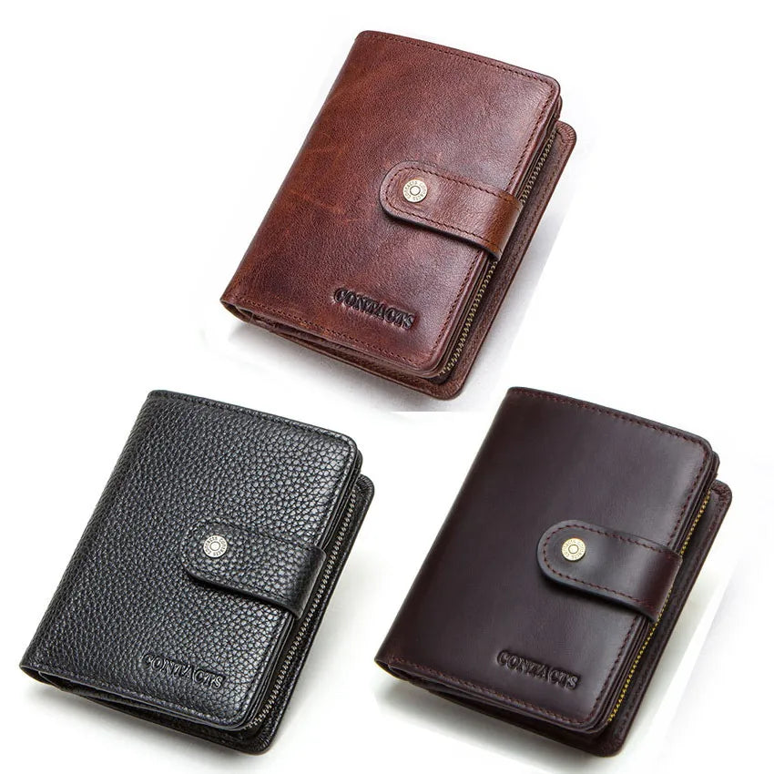 Genuine Leather Wallets Zipper Coin Purse Short Money Bag Quality Designer Rfid Walet Small Card Holder Clutch