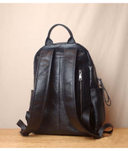 Load image into Gallery viewer, Simple Large Black Leather Backpack Bag
