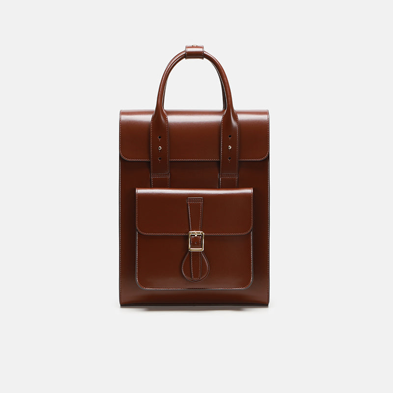 Black Large Laptop Briefcase Leather Backpack