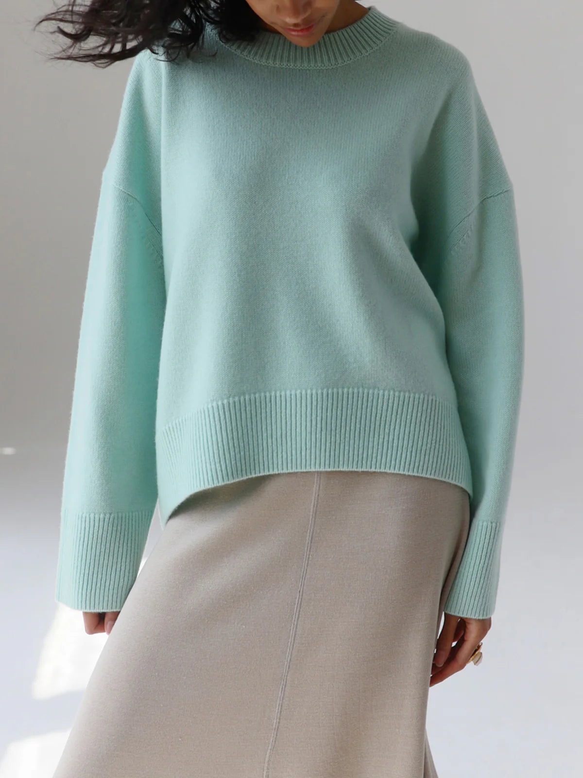 Crew Neck Ribbed Knit Oversized Pullover Sweater