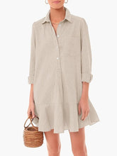 Load image into Gallery viewer, Simple Collar Buttons Down Ruffled Mini Dress
