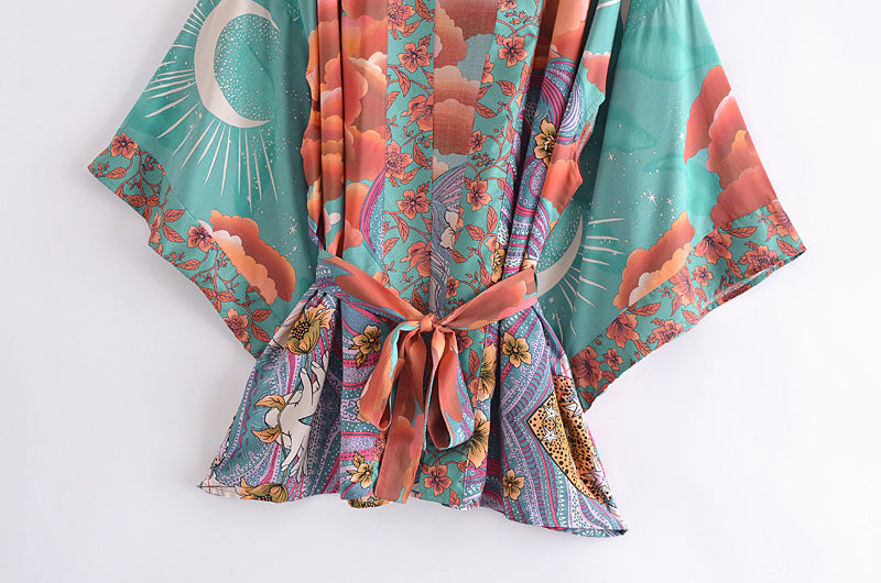 Boho Moon Light Kimono Robe Beach Cover up