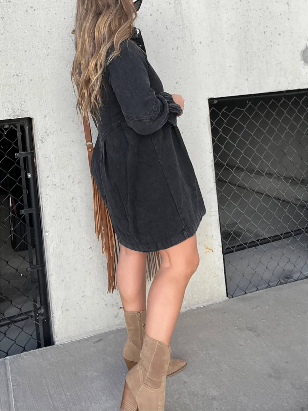 Button Down Long Sleeve Denim Mini dress