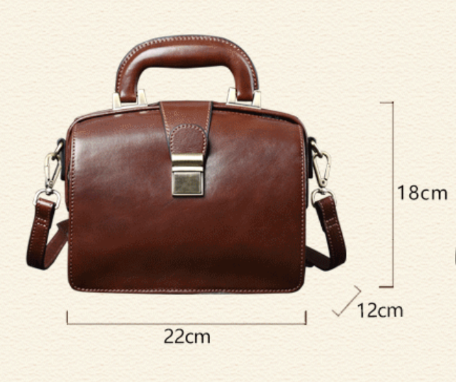 Small Leather Bag Doctor Bag Handbag Purse for Women
