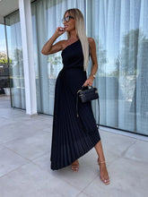 Load image into Gallery viewer, One Shoulder Asymmetrical Pleated Midi Dress
