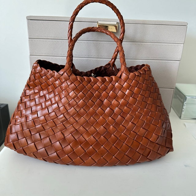 Retro Handmade Woven Leather Handbag Tote Purse