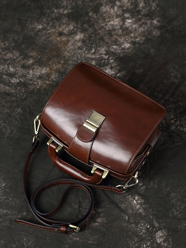 Small Leather Bag Doctor Bag Handbag Purse for Women