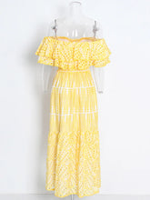 Load image into Gallery viewer, Off Shoulder High Waist Hollow Out Lace Midi Dress
