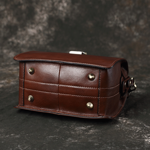 Small Leather Bag Doctor Bag Handbag Purse for Women